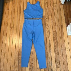 Girlfriend Collective RIB ribbed crop top and 3/4 high waisted leggings set